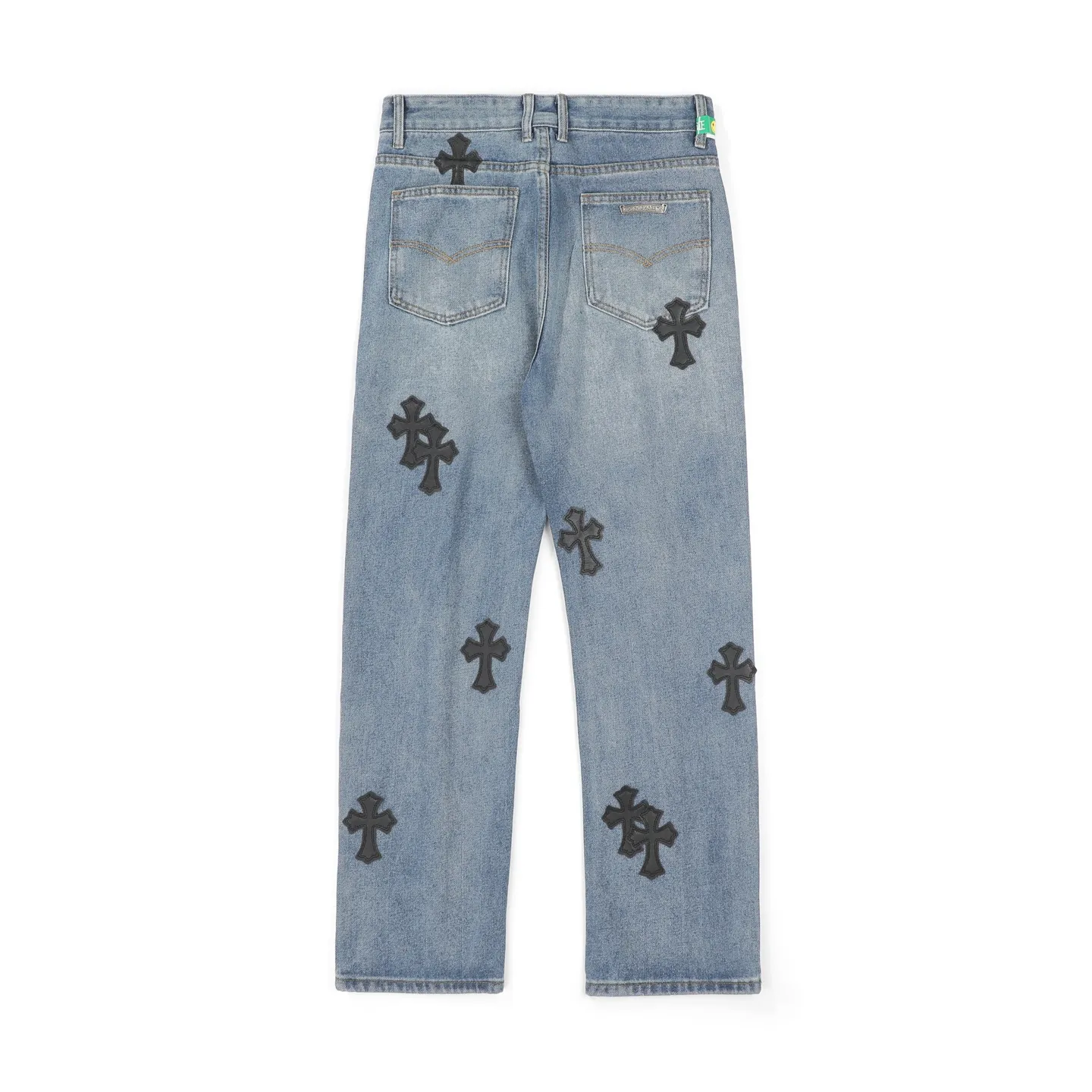 P230 Chrome Hearts CH/Chrome Hearts Classic Blue Pants Black Cross Patched Leather Jeans. Original purchased and patterned. Really restores the ultimate texture of Vintage. Special Italian cowhide print and then cut. Customized sheepskin three-layer thick line leather. The whole body is spliced in heavy water washing process. Craftsmen hand-splashed ink. You can see the details. Three-dimensional cutting version. Loose and comfortable. Not picky on the figure. Makes taller and slimmer. Factory Seiko. Original quality control. Same style for men and women. Can be matched with couples. Versatile recommendation. Essential jeans for all seasons Color: blue Size: 28-36 (S-XXL)